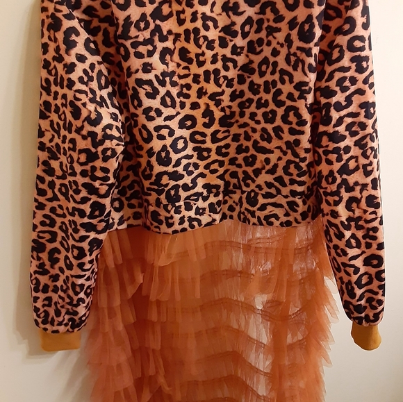 Leopard Ruffled Tulle Bomber Jacket - Picture 3 of 4